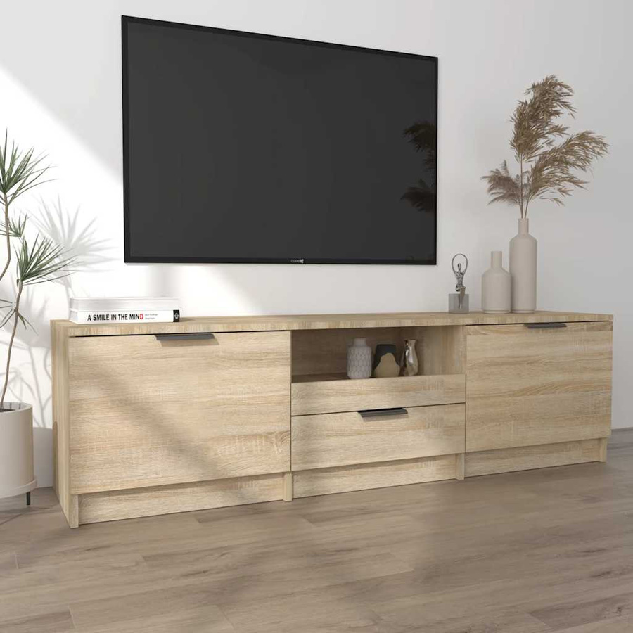 vidaXL TV-Schrank modern in Sonoma-Eiche, B/T/H: 140 x 35 x 40 cm - Bild 4
