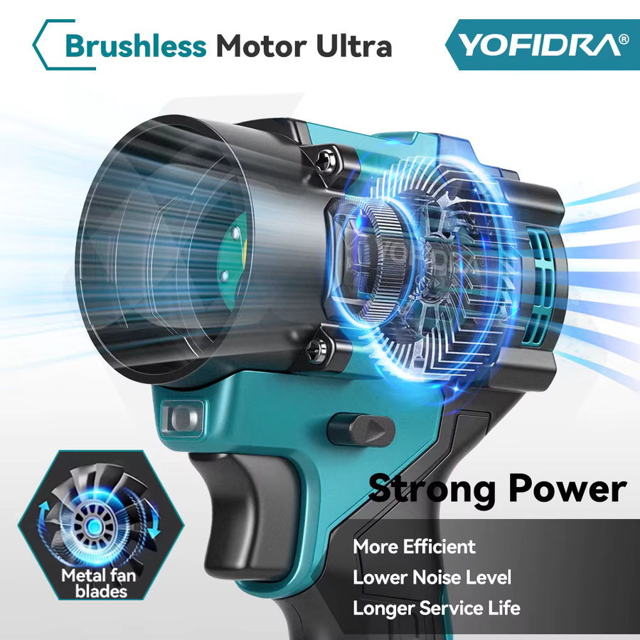 YOFIDRA 2-in-1 Turbogebläse und Staubsauger mit bürstenlosem Motor, 1000Pa Laubblasgerät für Makita LXT 18V Akku - Bild 4
