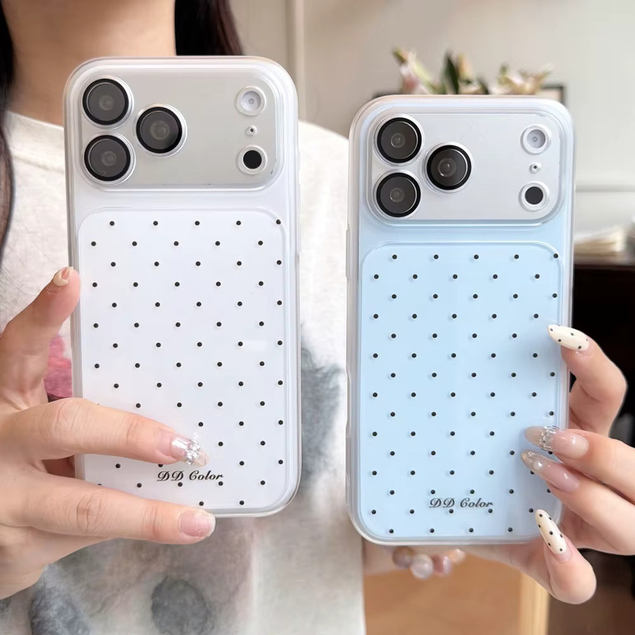 Loobival Polka-Dot Handyhülle aus weichem TPU mit Kamera-Schutz für iPhone 17 16 15 Pro Max 14 in Multicolour und Blau - Bild 2