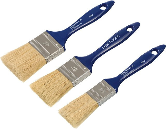 LUX-TOOLS Flachpinsel-Set Lack 3-teilig mit Synthetikborsten in Blau - Bild 1
