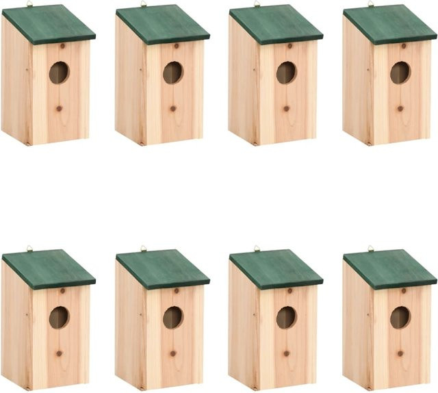 vidaxl Vogelhäuser aus Holz im 8er Set, Farben: Braun, Grün und Mehrfarbig, H x B x T: 22 x 12 x 12 cm - Bild 1