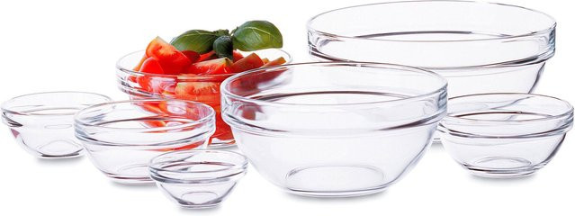6er Set stapelbare Schüsseln von Moderne Hausfrau in transparent, Höhe: 7,5 cm - Bild 1