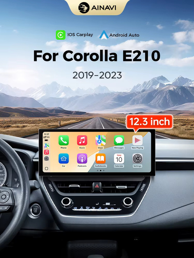 Ainavi 12,3 Zoll Multimedia-Autoradio für Toyota Corolla E210 (2019-2025) mit kabellosem CarPlay, Android Auto und Bluetooth in Schwarz - Bild 6