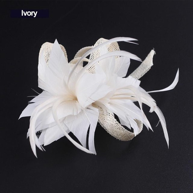 Sinamay Fascinator, Feder-Haarschmuck, weiß, Damen - Bild 1