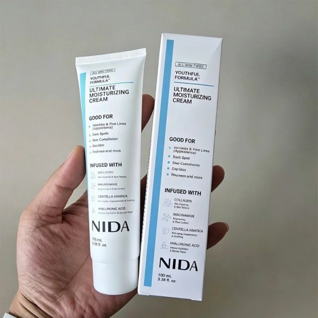 NIDA Feuchtigkeitspflege Gesicht, Creme mit Kollagen, Niacinamid, Centella Asiatica, 100 ml - Bild 1
