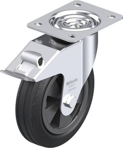 Blickle Lenkrolle LE-VPP 180G-FI mit Feststeller, Rad-Durchmesser: 18 cm, Tragfähigkeit: 170 kg, Farbe: Schwarz/Silber - Bild 1