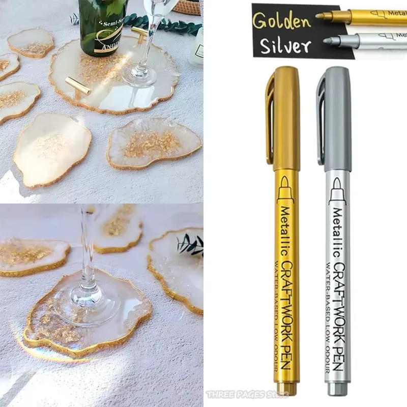 Wasserfeste Permanentmarkierungsstifte für DIY Epoxidharz in Gold und Silber mit feiner Spitze - Bild 4
