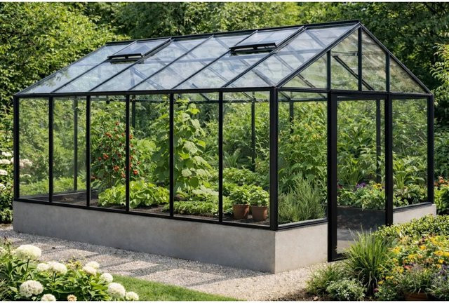 Bloomcabin Wandgewächshaus GHWM5 aus Aluminium und Sicherheitsglas in Schwarz - Bild 1