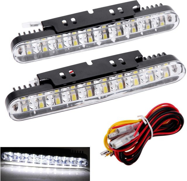 VehicleKit 2 Stück Auto-Tagfahrlicht DRL mit 30 LEDs und Blinker-Anzeige in Gelb und Schwarz - Bild 1