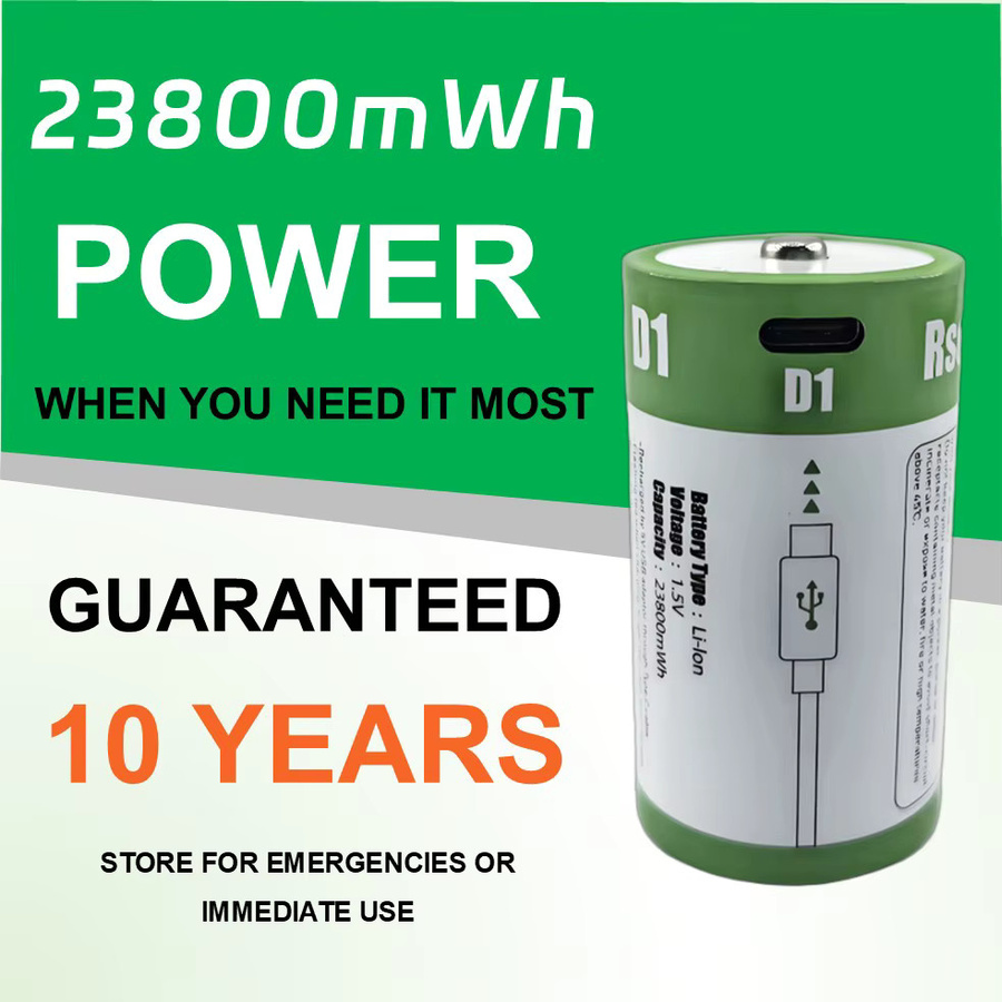Rscrola D-Batterie Li-Ionen mit 23800mWh und USB-C Ladekabel in Grün - Bild 3