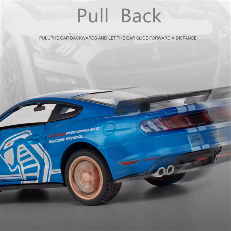 MAKEDA Ford Mustang Shelby GT500, Sportwagen Modell, 1:24, Metall, mit Licht und Sound, orange - Bild 5