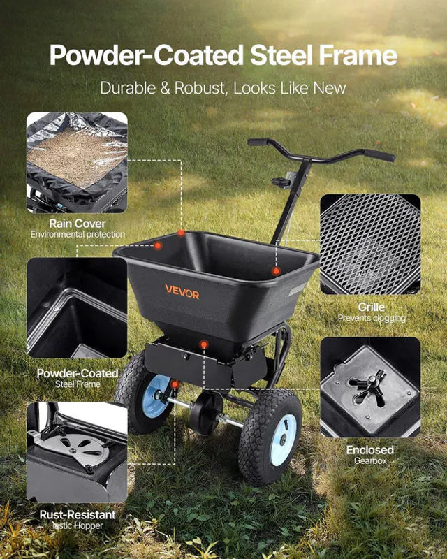 Buying Solutions MB Rasenstreuer mit 45 kg Fassungsvermögen und All-Terrain-Luftreifen für die Rasenpflege - Bild 10