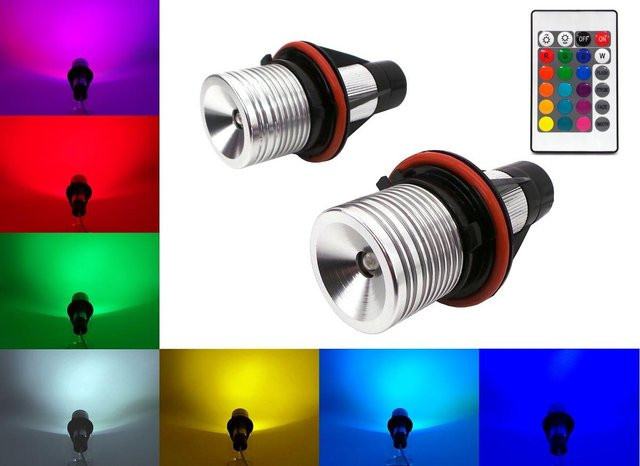 motoLEDy RGB LED Birnen Set für BMW Ringe mit Fernbedienung, Multicolor, 2er Set - Bild 1