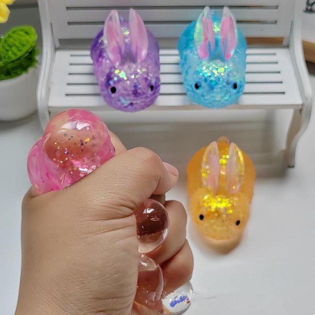 BC Pet Supplies Hase Knetspielzeug, weiches TPR, Glitzer, farbig - Bild 1