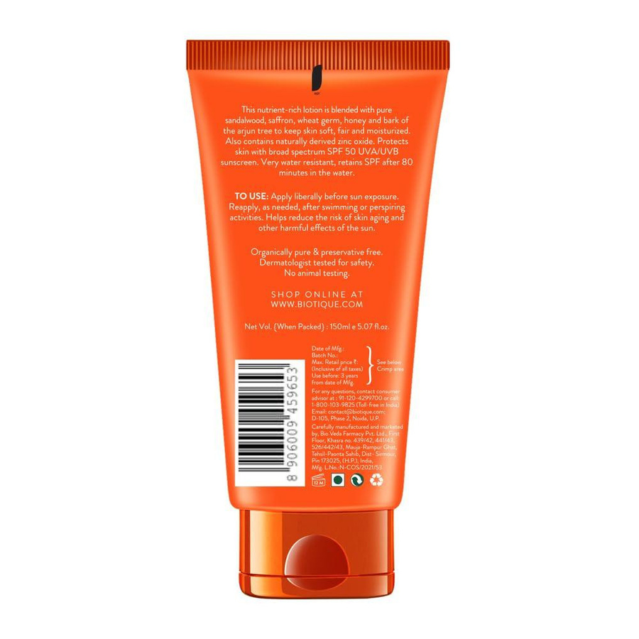 Biotique Bio Sandelholz Sonnenlotion SPF 50+, 150 ml, Unisex - Bild 2