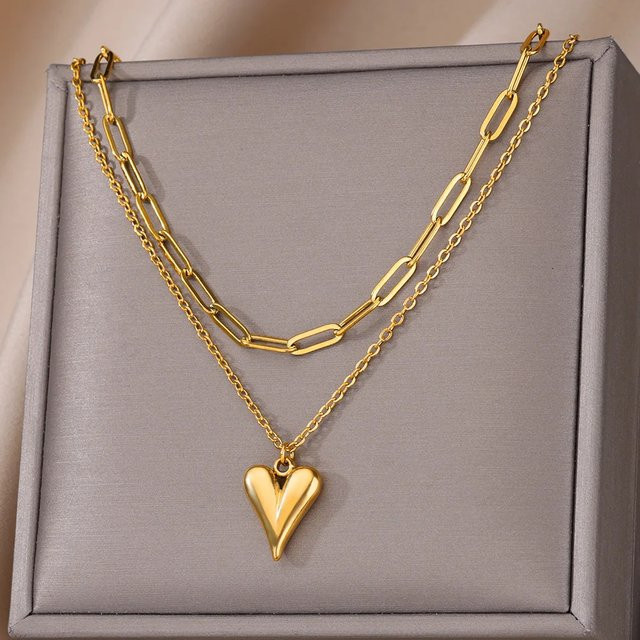 HPTOTMG Halskette Multilayer, Edelstahl, Gold, Damen - Bild 1