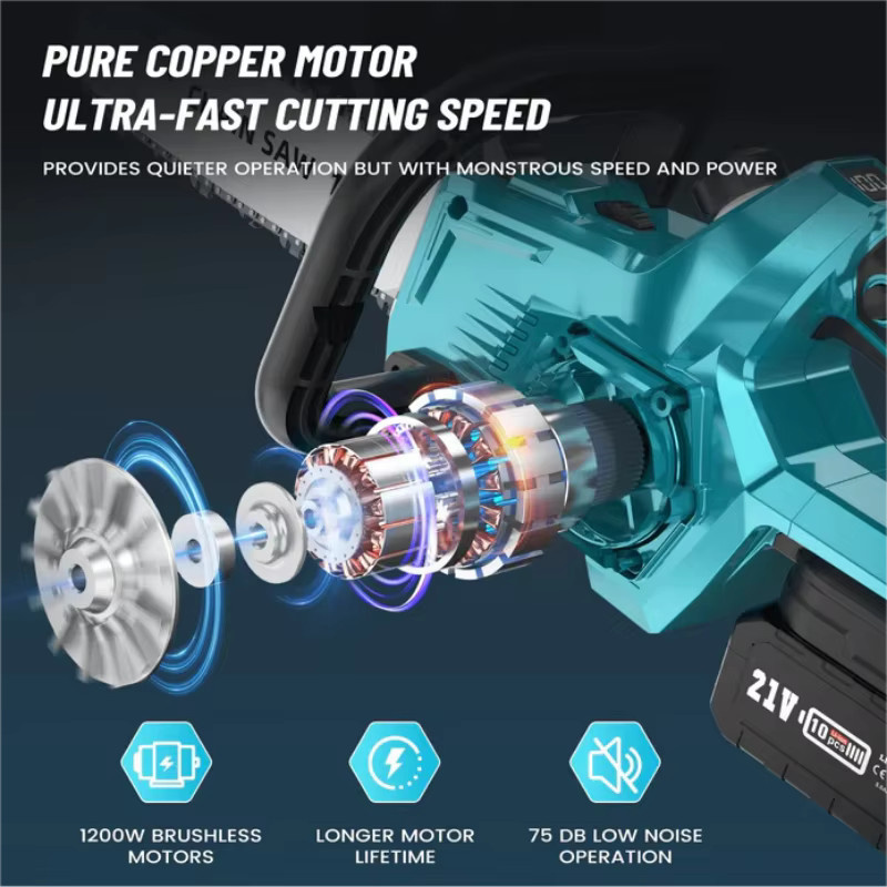 Makita Bürstenlose 16-Zoll-Elektrokettensäge mit 3500 W in Blau für Akku-Betrieb - Bild 4