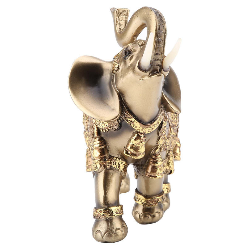 Tooarts Elefantenstatue in Gold als Feng Shui Glücksbringer aus Kunstharz für deine Heimdekoration - Bild 5