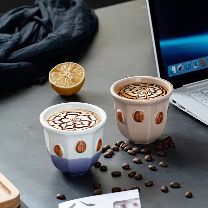 JUSTINLAU Espresso-Tasse aus Keramik im Nahost-Stil, Gelb, ideal für Latte Art und Cappuccino - Bild 2