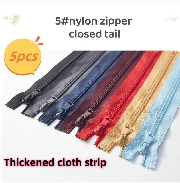 5er Set Nylon Reißverschluss Taschen mit geschlossenem Ende in Braun, Länge: 30 cm - Bild 1