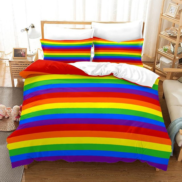 Regenbogen Einhorn Bettwäscheset mit Kissenbezug aus Polyester für Kinder, Mehrfarbig, B/H: 135 x 200 cm - Bild 1