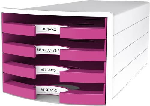 HAN Schubladenbox Impuls 2.0 Dokumentenbox mit 4 Schubladen für DIN A4, weiß/pink - Bild 1