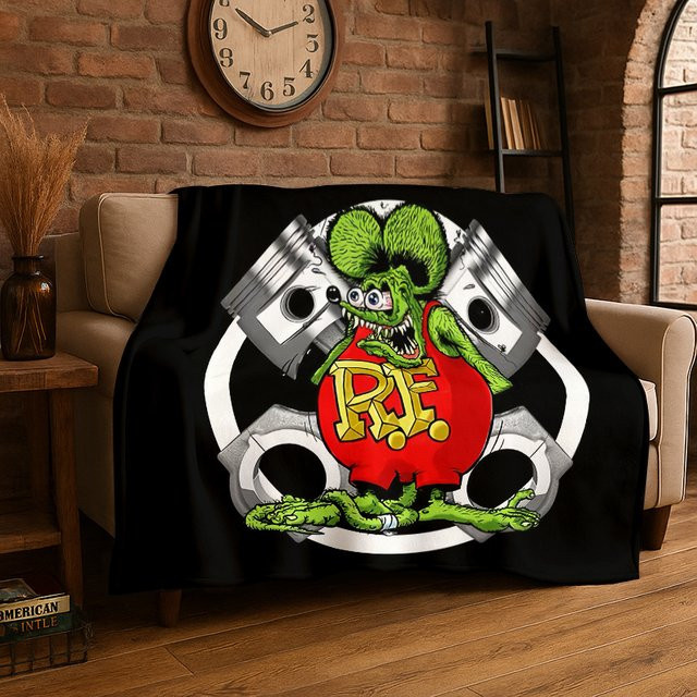 Livrane 3D Rat Fink Cartoon Rennwagen Flanell blanket Multicolour B/H: 150 x 135 cm - Bild 1