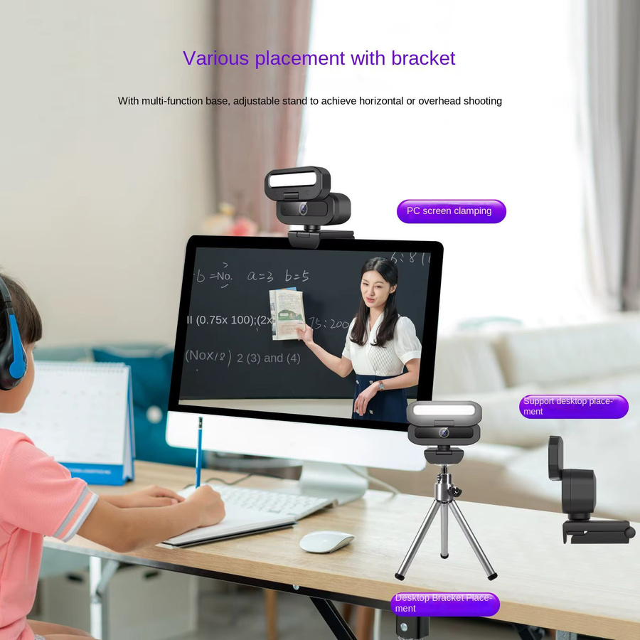 Bytelike 4K UHD USB Webcam mit Ringlicht, Autofokus, Nachtsicht und Mikrofon in Schwarz - Bild 5