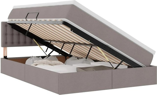 vidaXL Bett mit Stauraum und LED in Taupe, B/T/H: 140 x 200 x 144 cm - Bild 1