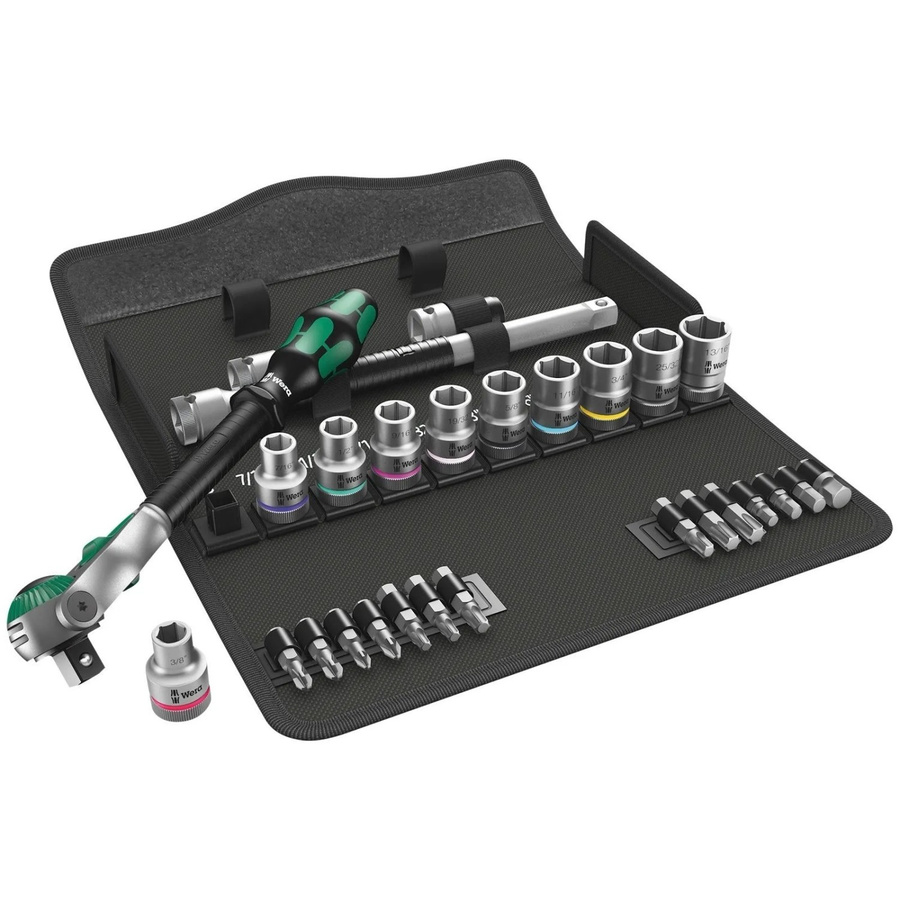 Wera Zyklop Speed Knarrensatz 8100 SC 9, 28-teilig, zöllig, 1/2 Zoll, schwarz-grün - Bild 2