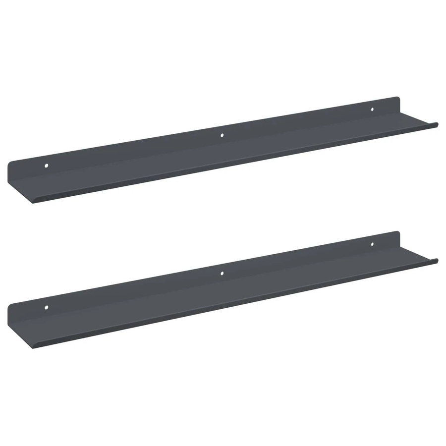 vidaXL Schwebendes Regal Set aus Metall in Anthrazit, 2 Stück, B/T/H: 60 x 9 x 2,5 cm - Bild 2