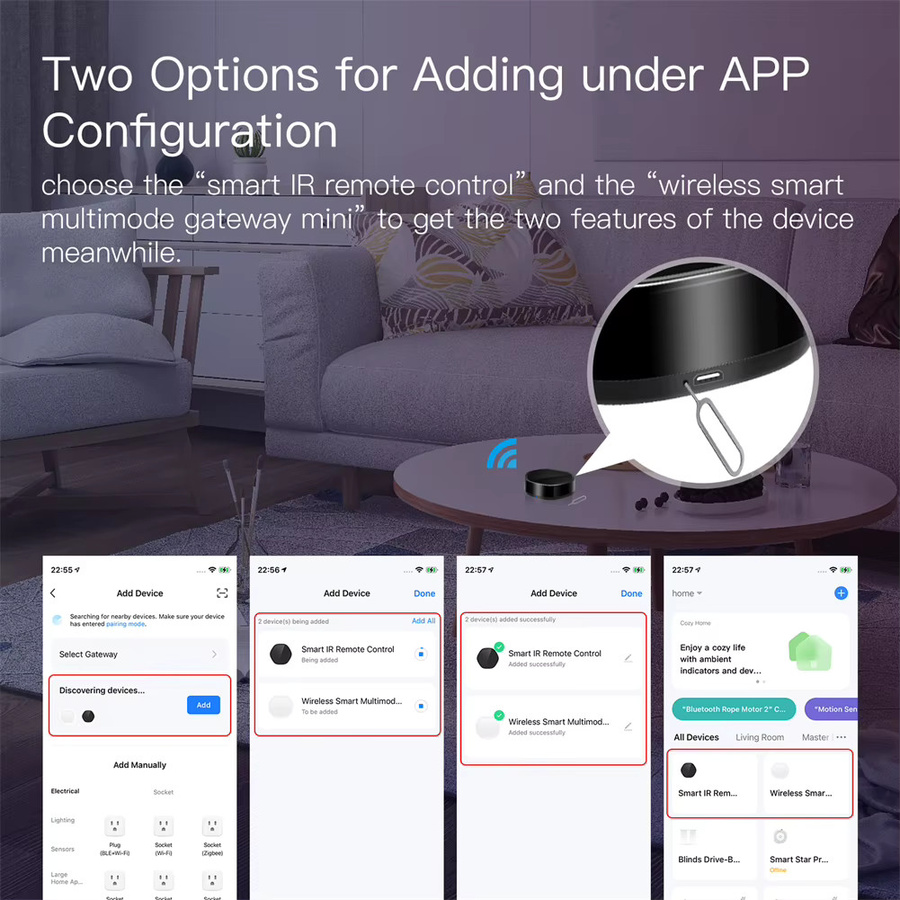 Tuya Smart Home 2-in-1 Wireless Multifunktions-Gateway mit BLE Mesh und ZigBee sowie 38K IR-Fernbedienung in Schwarz, kompatibel mit Alexa und Google Home - Bild 2