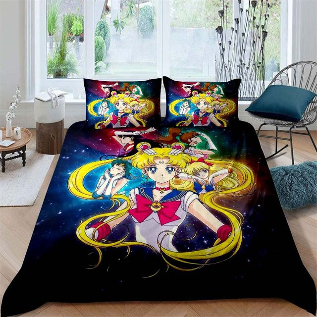Sailor Moon Deluxe-Bettwäsche-Set aus Polyester, 3-teilig, Mehrfarbig, B/H: 155 x 200 cm - Bild 1