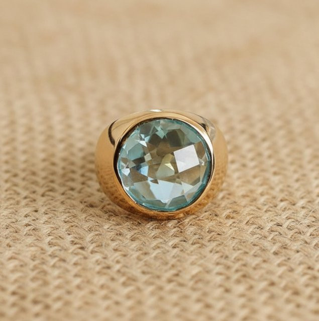 RoyalGemsJewels Siegelring Aquamarin, 925 Silber, Brillant, Unisex - Bild 1