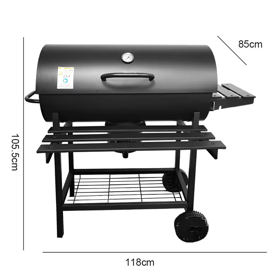 LONENESSL Holzkohlegrill mit Thermometer und Rädern in Schwarz für Camping und Picknick - Bild 6