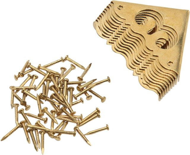 10 Stück Metall Eckenschutz im Vintage Design von shoemst in Messing und Beige/Gold - Bild 1