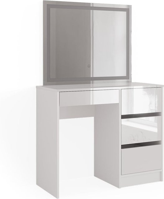 Vicco Schminktisch Sherry Kosmetiktisch mit LED-Spiegel in Weiß Hochglanz, B: 90 cm, H: 75 cm - Bild 1