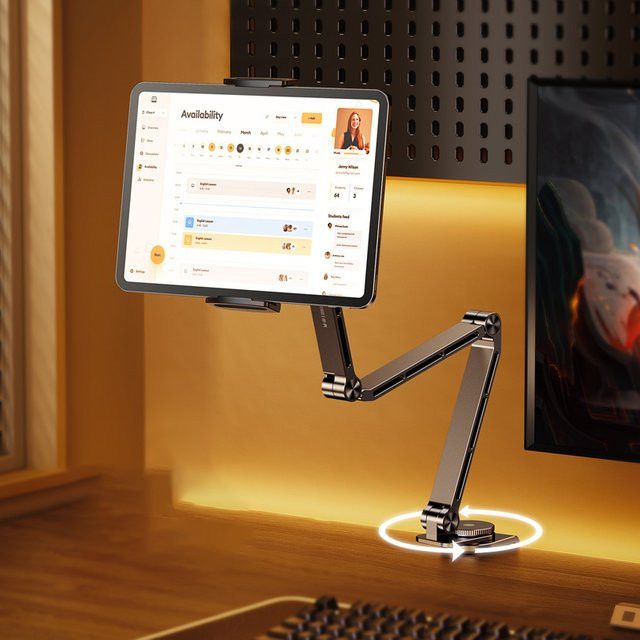 MoZhao Magnetischer Tablet Ständer aus Aluminiumlegierung, 360 Grad rotierbar und zusammenklappbar, Desktop Telefonhalterung - Bild 1