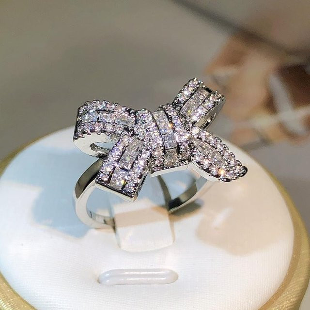 YIRAN Ring, Schleifenknoten, Zirkonstein, Kupferfarben, Damen - Bild 1
