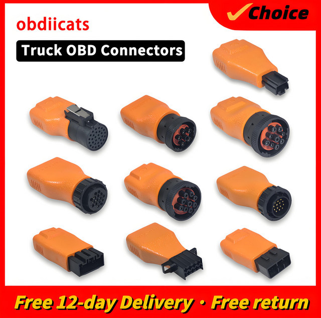 DHCCREATE 10er Set Kabelstecker Adapter für LKW-Diagnosewerkzeuge, Orange - Bild 1