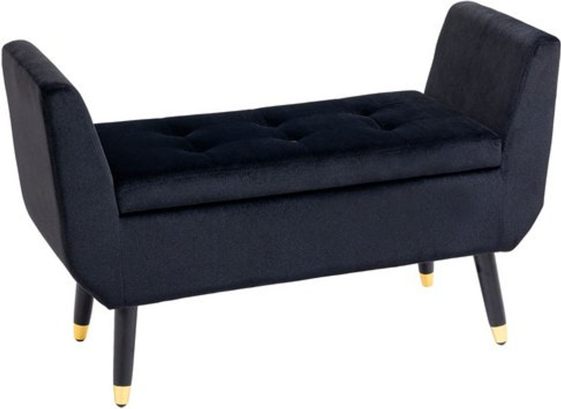 HOMCOM Sitzbank als Sitztruhe mit Stauraum aus Samt und Polyester, Schwarz, B: 107 cm, T: 42 cm, H: 65 cm - Bild 1