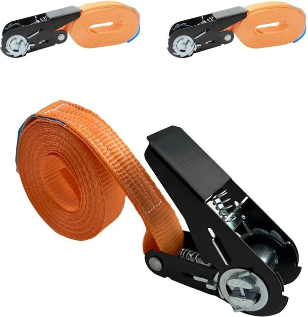 TRUTZHOLM 2er Set Ratschen Spanngurte in Orange mit schwarzem Schloss, Länge: 4 m, Tragkraft: 800 kg - Bild 1
