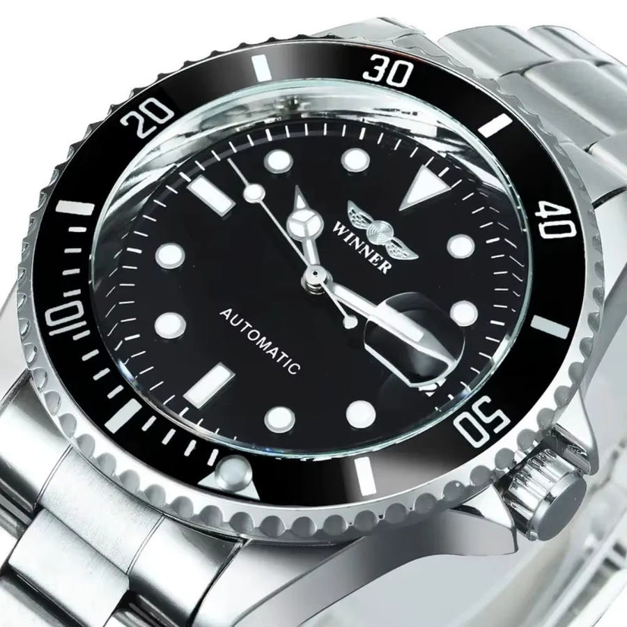 FORSINING Armbanduhr, Skelett-Automatikuhr, Edelstahl, Schwarz, Herren - Bild 3