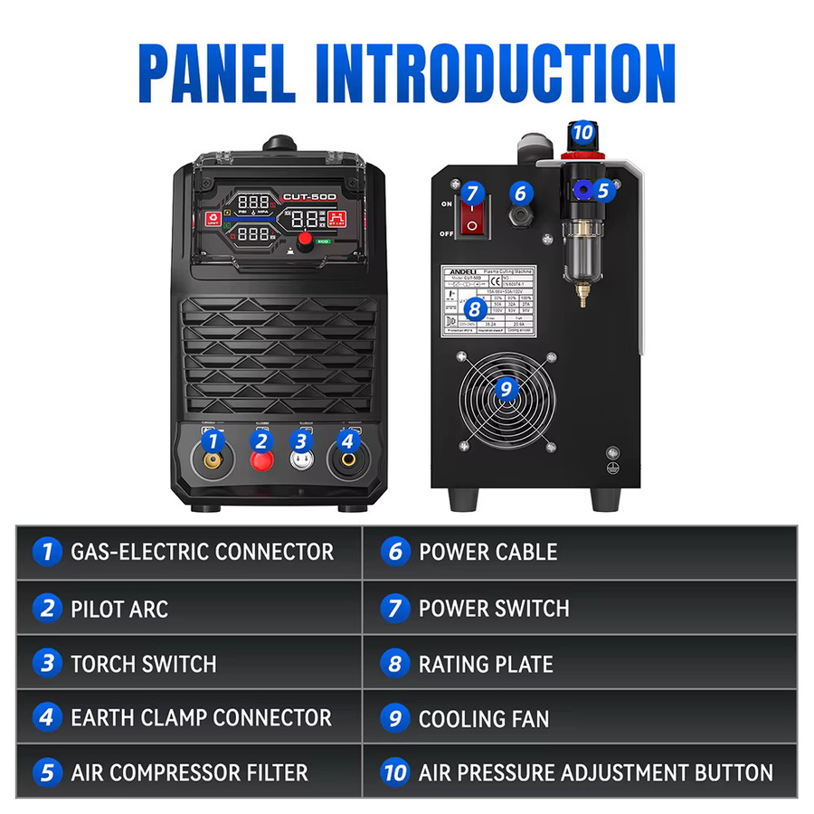 ANDELI Plasmaschneidemaschine 50A HF Pilot ARC Non-Touch DC Inverter mit maximaler Schneidleistung 16mm - Bild 5