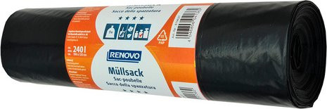 RENOVO Müllsäcke 240 l, 5er Pack, schwarz, Breite: 100 cm, Länge: 125 cm - Bild 1