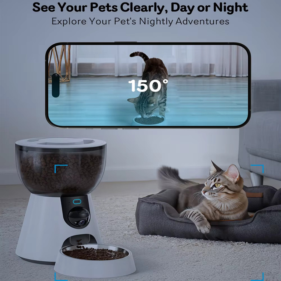 ZYfeeder Smart Automatischer Futterautomat mit Kamera und Video-Recorder für Katzen und Hunde, 4L, Weiß - Bild 4
