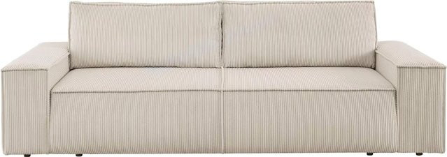 3-Sitzer Schlafsofa Sherwood in Hellbeige aus Cord mit Polsterrahmen und Scatterkissen - Bild 1
