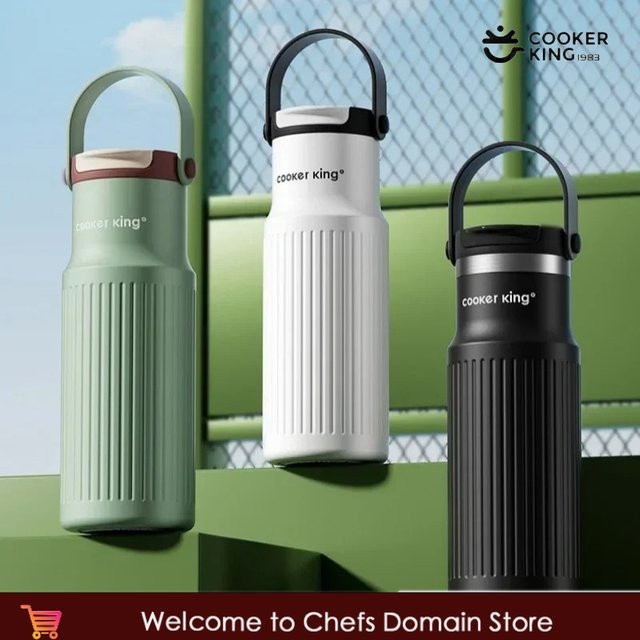 COOKER KinG Thermosbecher aus Edelstahl in Weiß, isolierte Sport-Wasserflasche, 650 ml - Bild 1