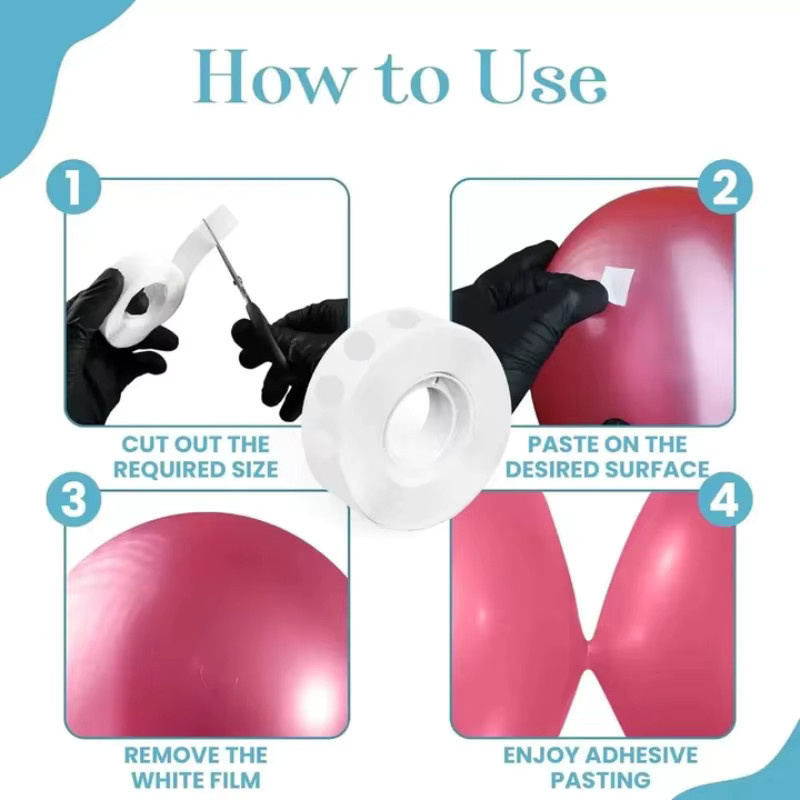 Transparentes, doppelseitig klebendes Ballon-Klebeband in Punktform für deine DIY-Dekoration bei Hochzeiten, Geburtstagen oder Partys - Bild 2