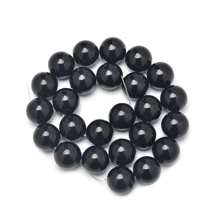 Moonrise Perlen Onyx Achat, schwarz, rund, 15 Zoll - Bild 2